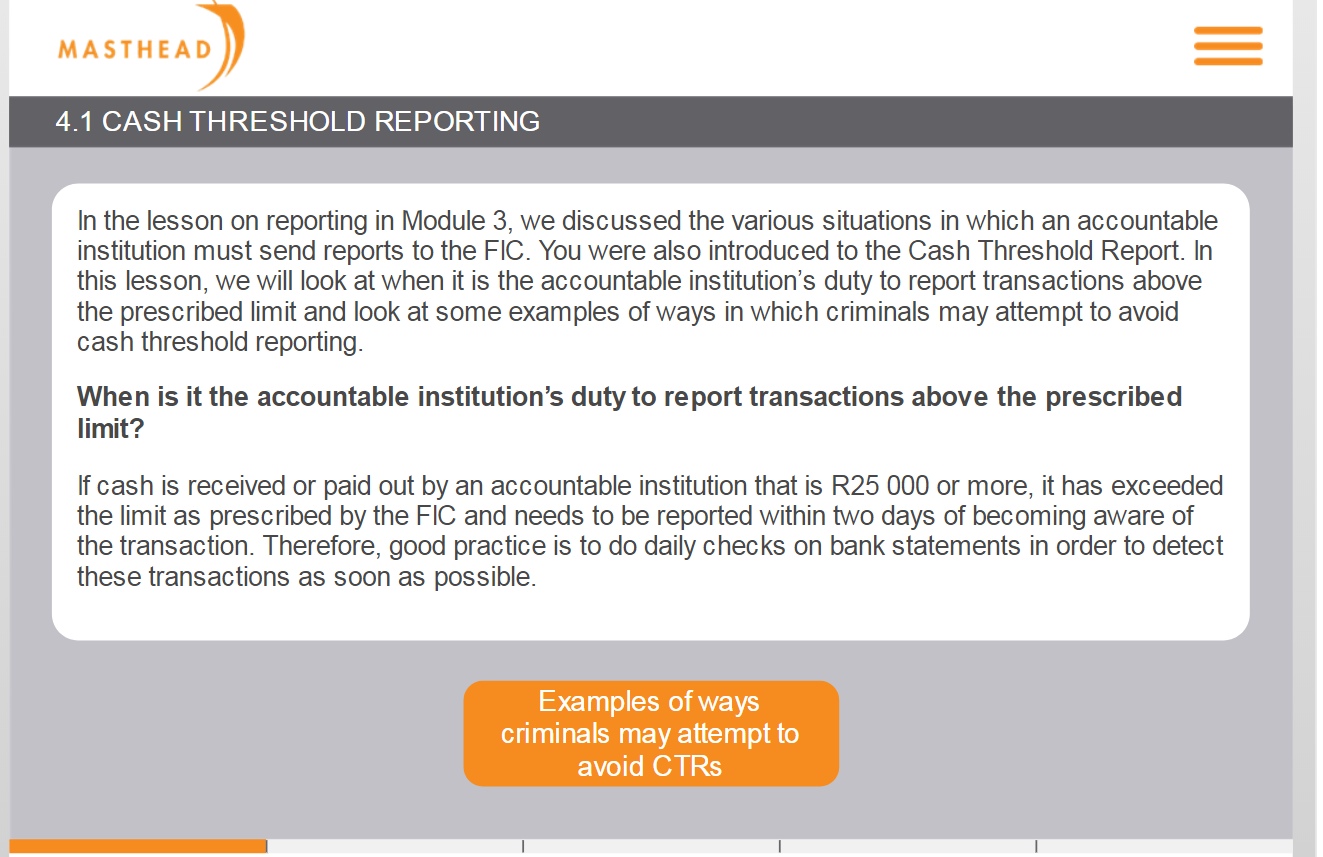 4.1 Cash Threshold reporting 1 1