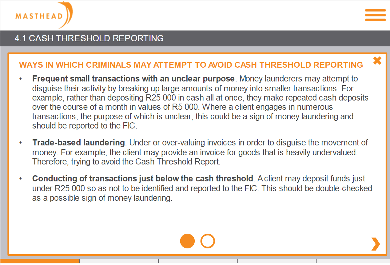 4.1 Cash Threshold reporting 2