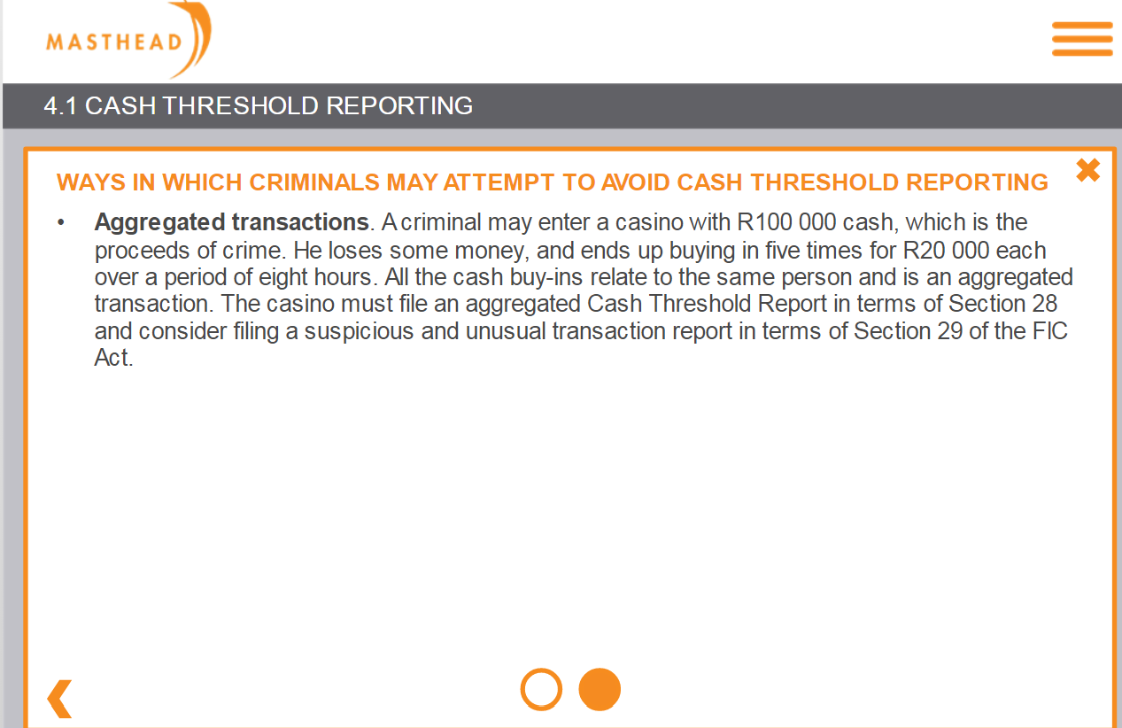 4.1 Cash Threshold reporting 3