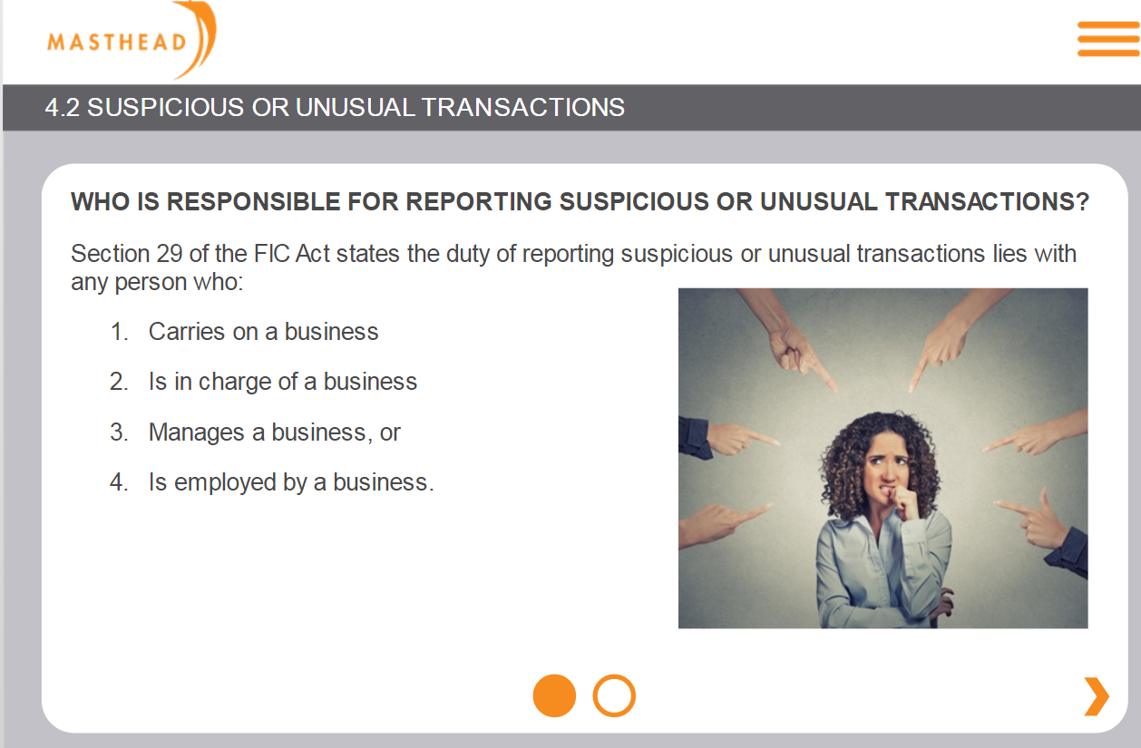 4.2 Suspicious or unusual transaction 4