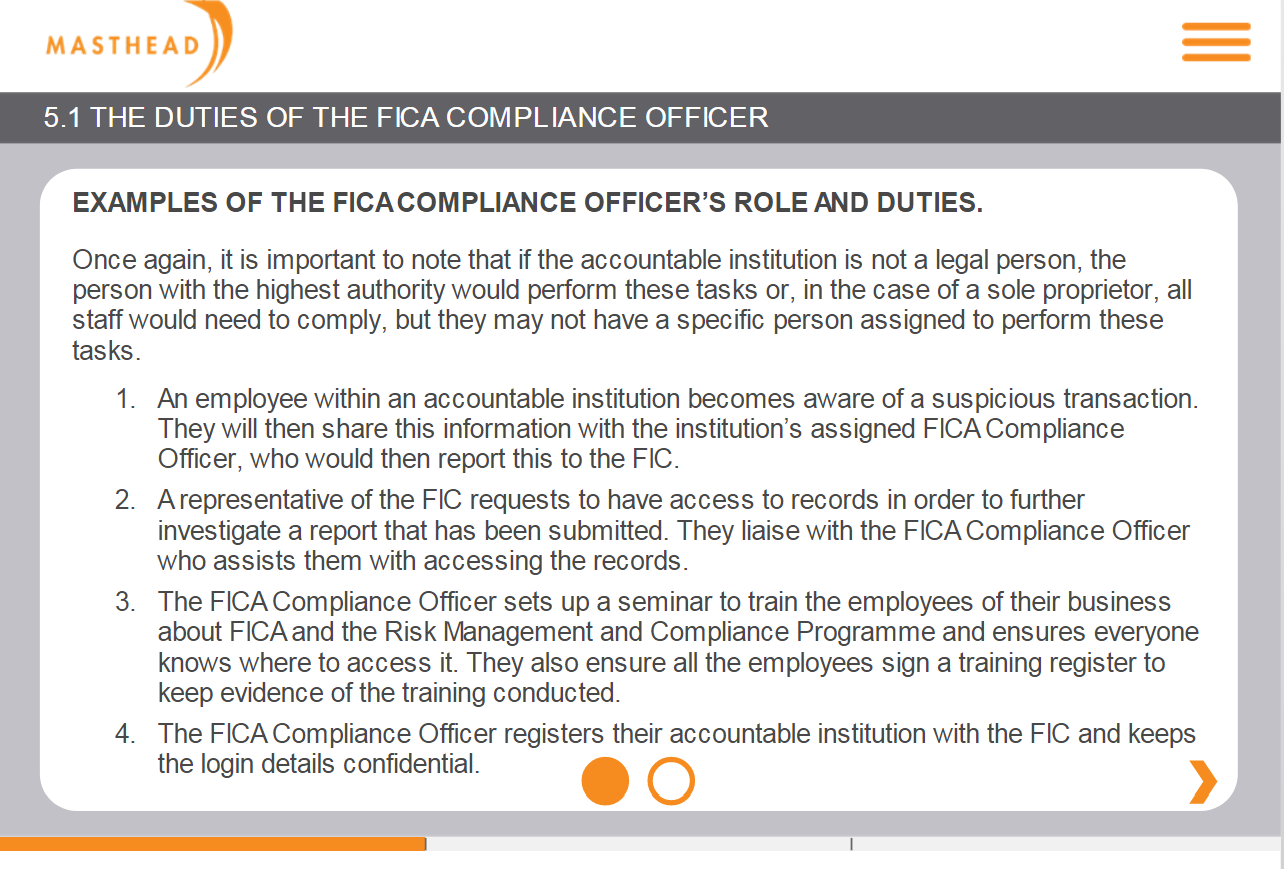 5.1 Duties of Fica Compliance Officer 3