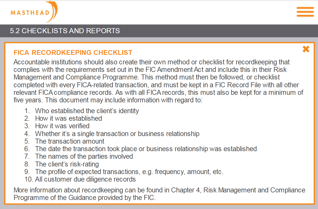 5.2 Checklist and reports 10